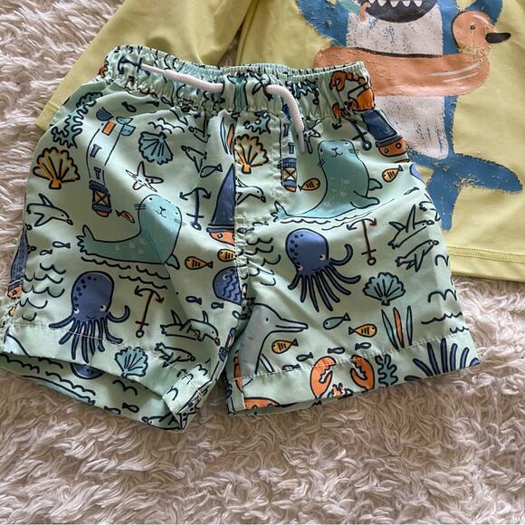 Carter’s Swim Trunks and Rashgaurd Set Size 18M - Picture 2 of 9
